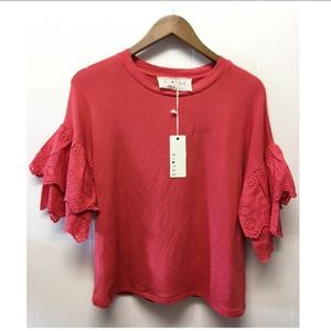Hiatus | NWT Coral Blouse w/ Fun Detailed Sleeves